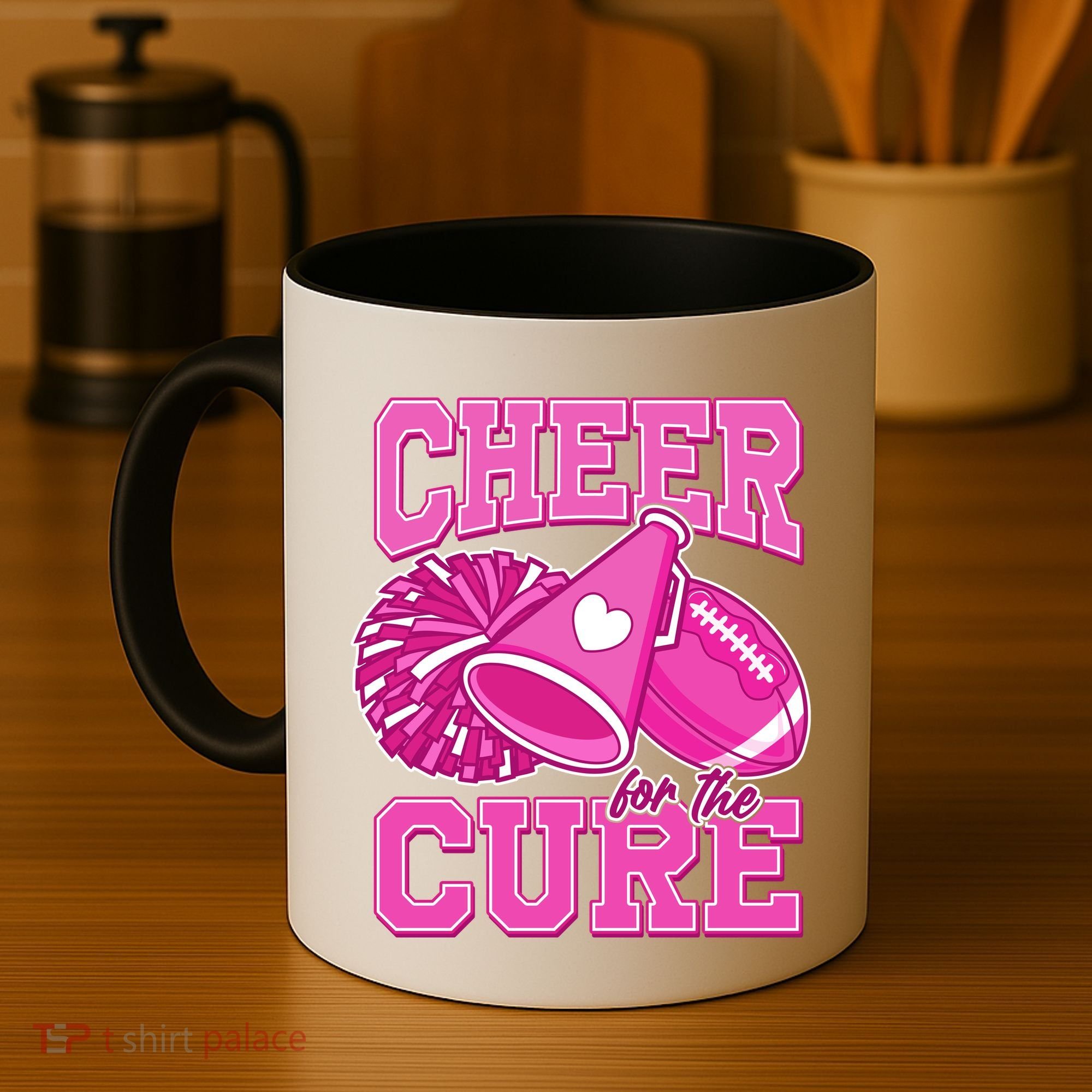 Cheer For The Cure Breast Cancer Awareness Cheerleader Coffee Mug