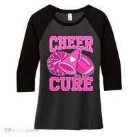 Cheer For The Cure Breast Cancer Awareness Cheerleader Women's Tri-Blend 3/4-Sleeve Raglan Shirt thumb 0