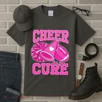 Cheer For The Cure Breast Cancer Awareness Cheerleader Tall T-Shirt thumb 3