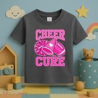 Cheer For The Cure Breast Cancer Awareness Cheerleader Toddler T-Shirt thumb 3