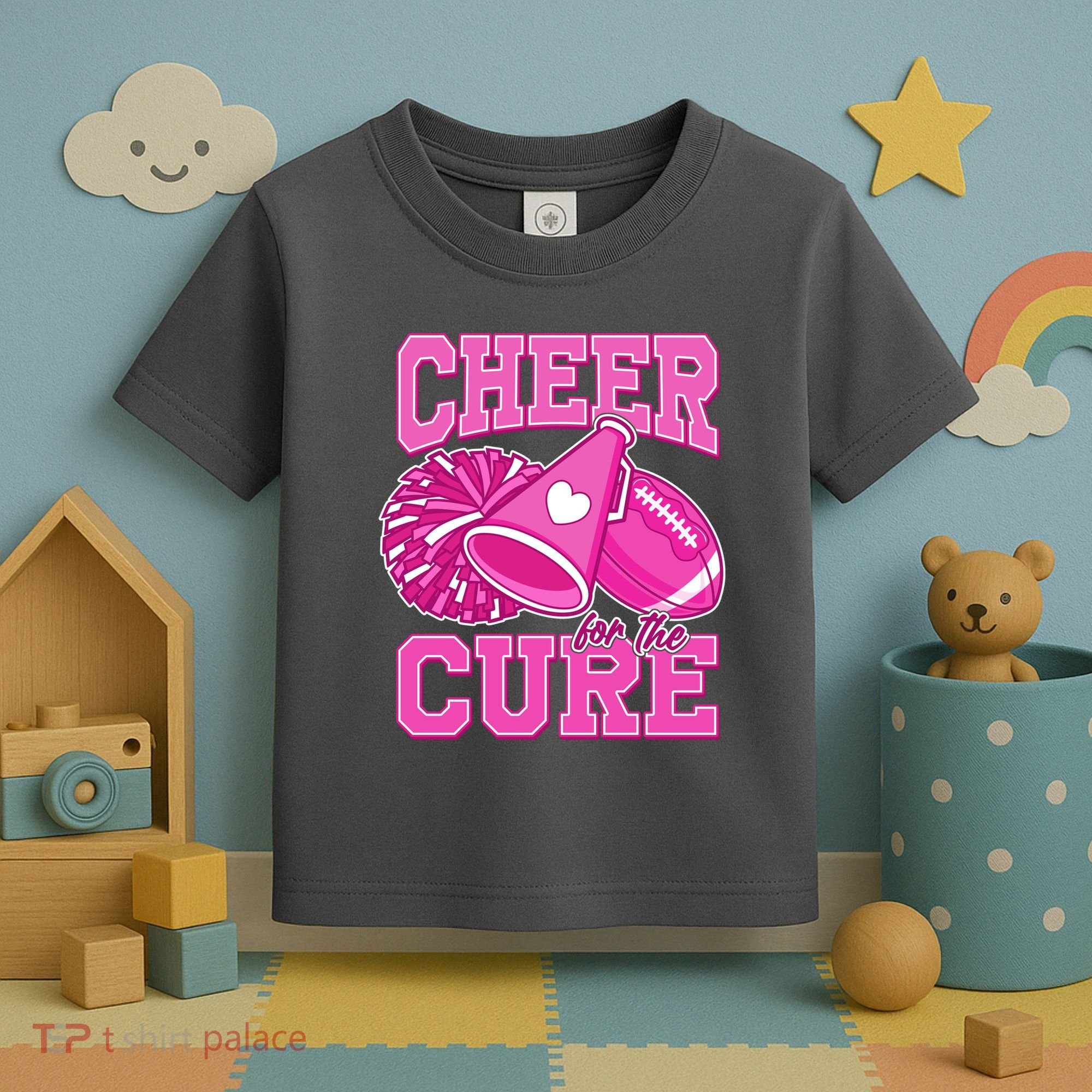 Cheer For The Cure Breast Cancer Awareness Cheerleader Toddler T-Shirt