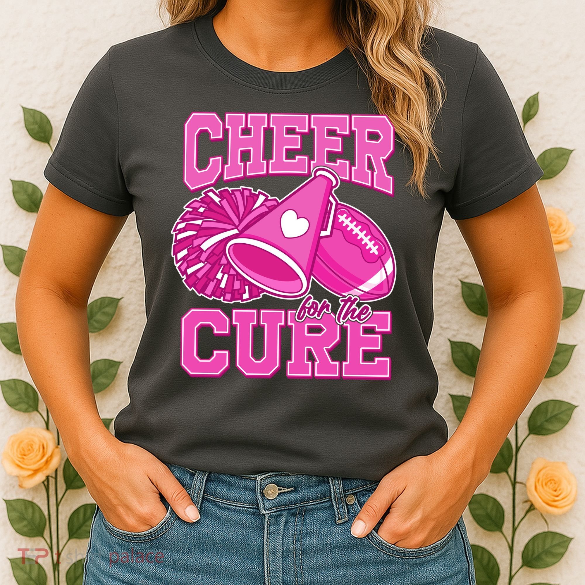 Cheer For The Cure Breast Cancer Awareness Cheerleader Women's T-Shirt