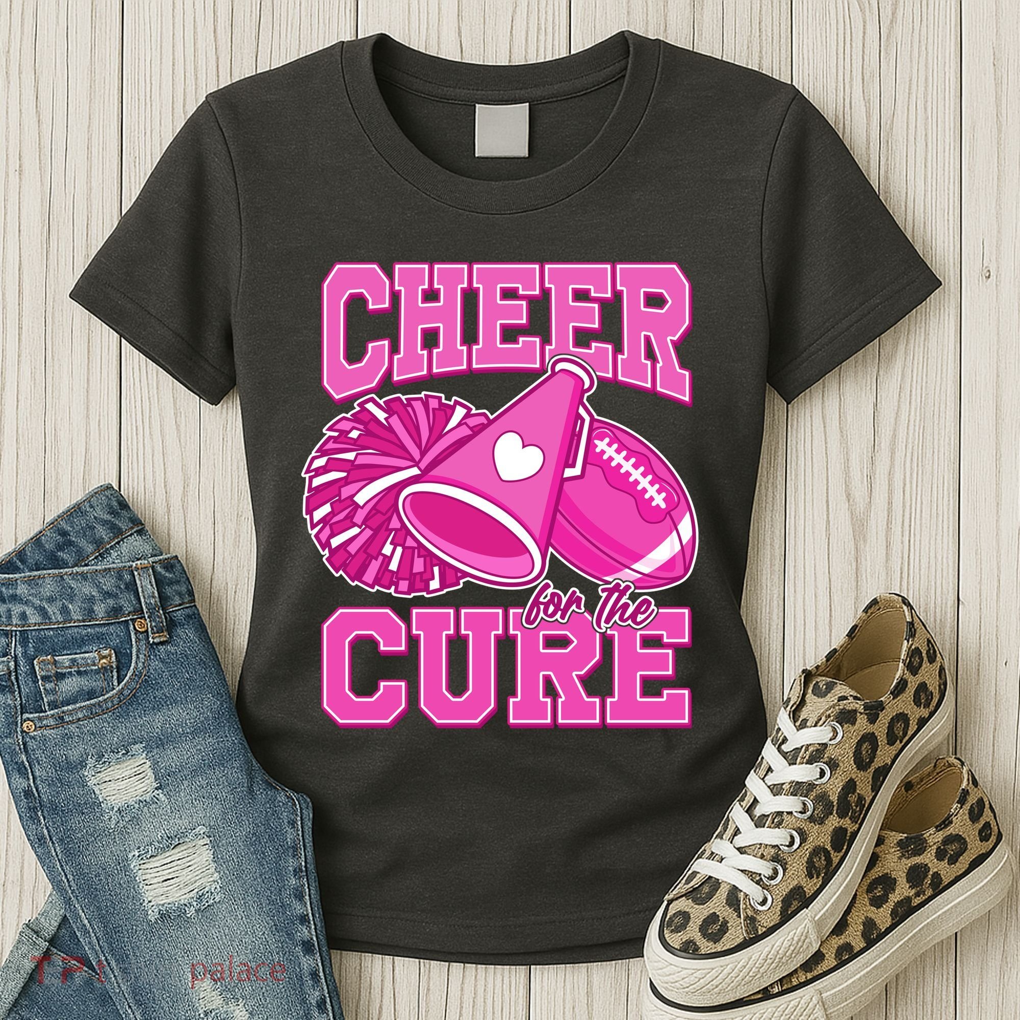 Cheer For The Cure Breast Cancer Awareness Cheerleader Women's T-Shirt