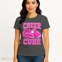 Cheer For The Cure Breast Cancer Awareness Cheerleader Women's T-Shirt thumb 4