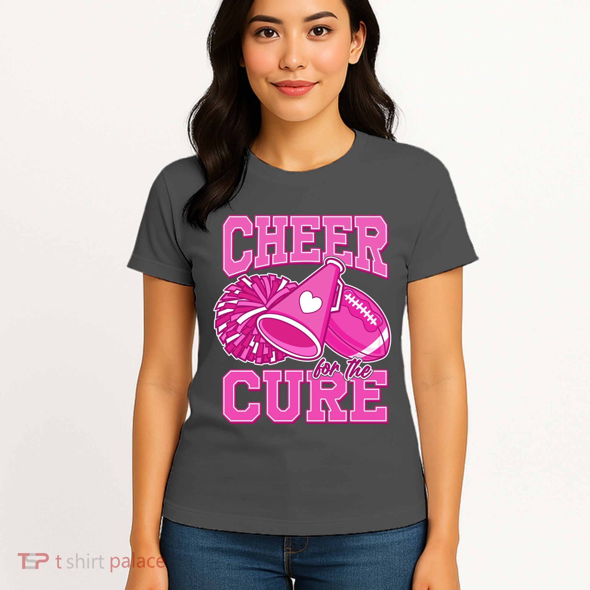 Cheer For The Cure Breast Cancer Awareness Cheerleader Women's T-Shirt