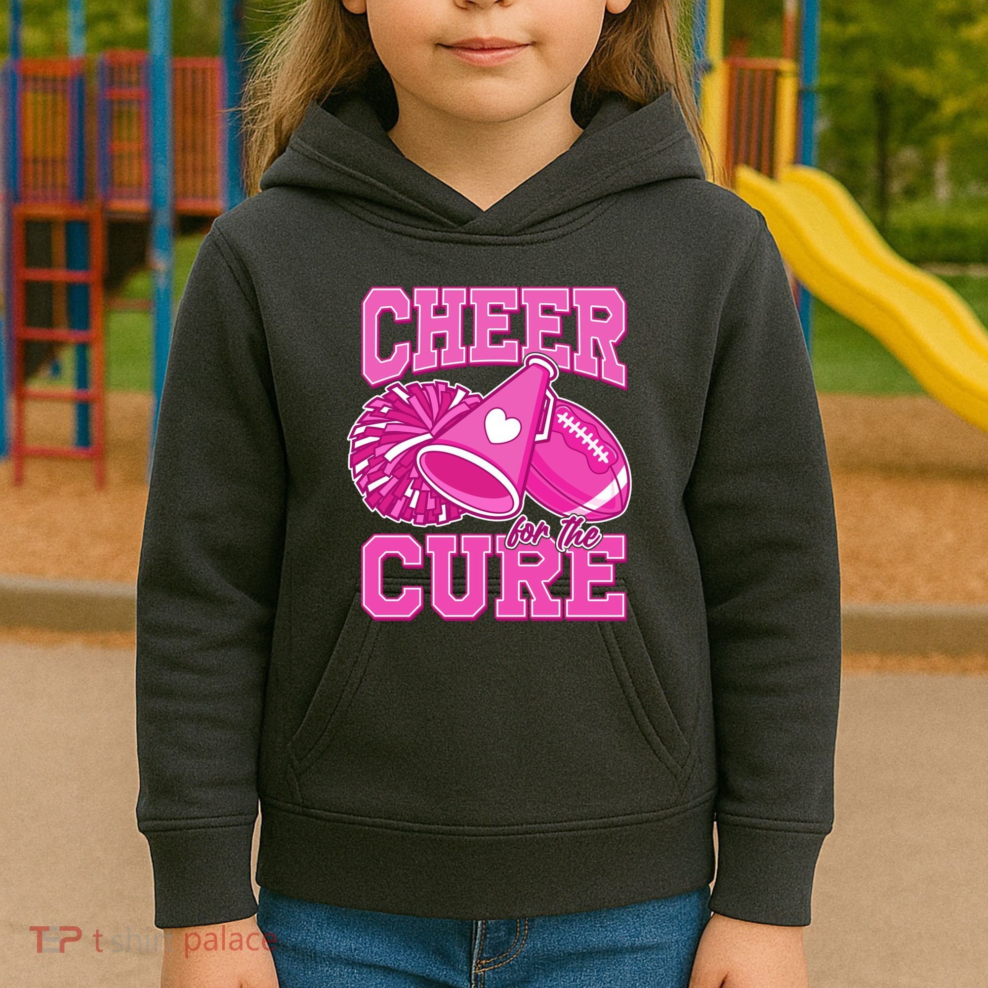 Cheer For The Cure Breast Cancer Awareness Cheerleader Kids Hoodie
