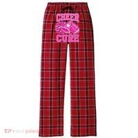 Cheer For The Cure Breast Cancer Awareness Cheerleader Women's Flannel Plaid Pajama Pants thumb 0