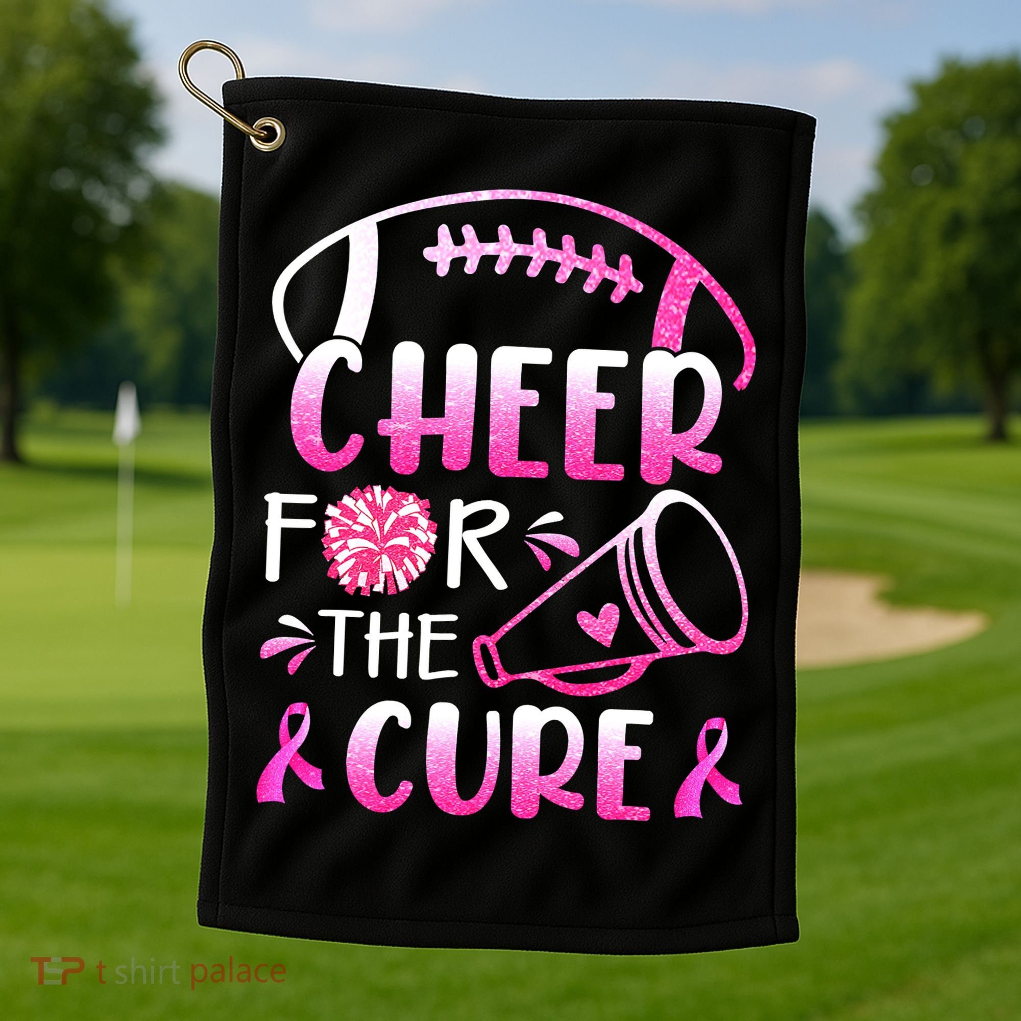 Cheer For The Cure Breast Cancer Awareness Golf Towel
