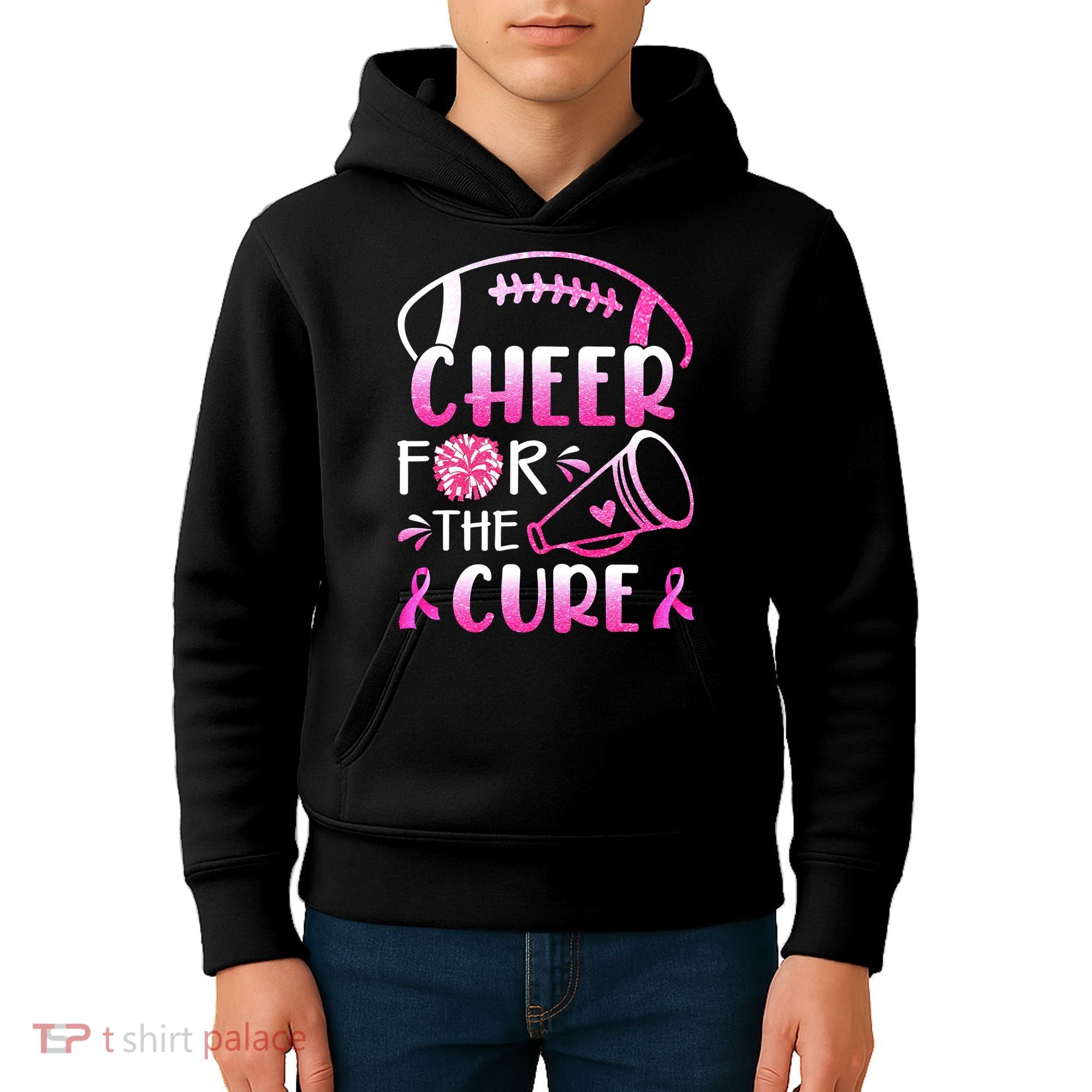 Cheer For The Cure Breast Cancer Awareness Kids Hoodie