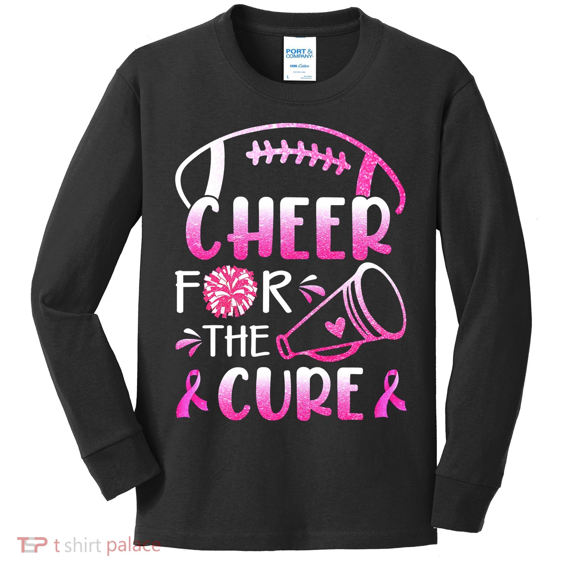 Cheer For The Cure Breast Cancer Awareness Kids Long Sleeve Shirt