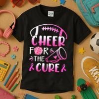 Cheer For The Cure Breast Cancer Awareness Kids T-Shirt thumb 3