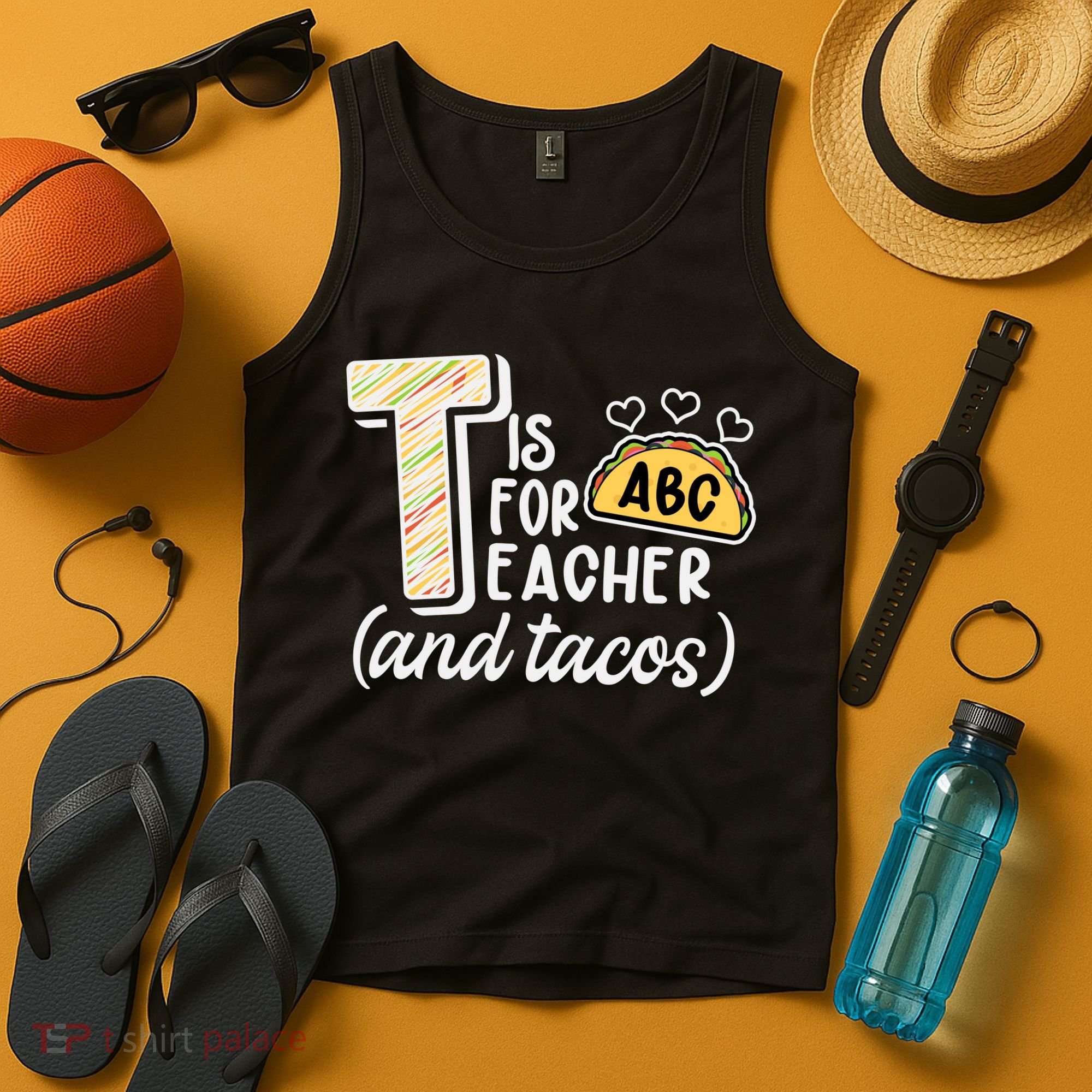 Cute Funny T Is For Teacher And Tacos Tank Top