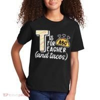 Cute Funny T Is For Teacher And Tacos Kids T-Shirt thumb 2