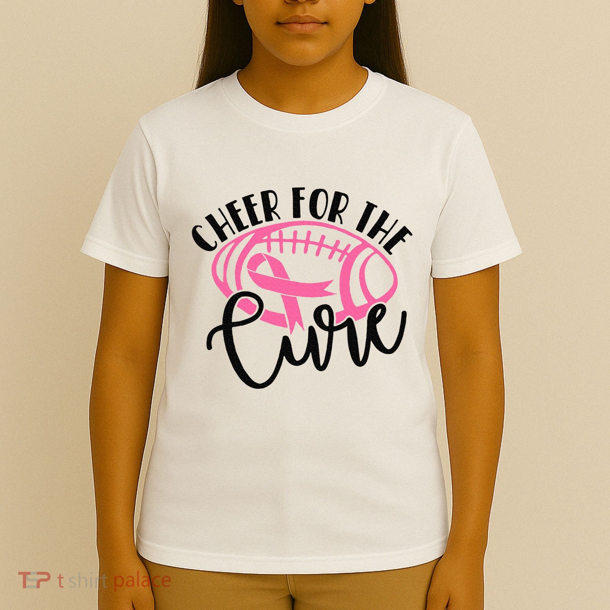 Cheer For The Cure Breast Cancer Awareness Girl Women T-Shirt