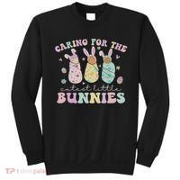 Caring For The Cutest Little Bunnies Nicu Icu Nurse Easter Sweatshirt thumb 0
