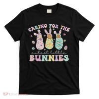 Caring For The Cutest Little Bunnies Nicu Icu Nurse Easter T-Shirt thumb 0