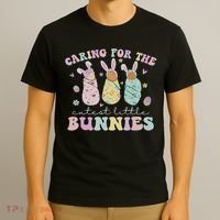 Caring For The Cutest Little Bunnies Nicu Icu Nurse Easter T-Shirt thumb 3