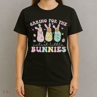 Caring For The Cutest Little Bunnies Nicu Icu Nurse Easter T-Shirt thumb 4
