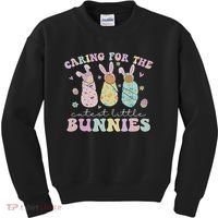 Caring For The Cutest Little Bunnies Nicu Icu Nurse Easter Kids Sweatshirt thumb 0