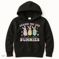 Caring For The Cutest Little Bunnies Nicu Icu Nurse Easter Kids Hoodie thumb 0