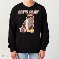 Cool Funny Tennis Cat Wearing Sunglasses Tennis Racket Ball Women's Sweatshirt thumb 0