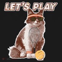 Cool Funny Tennis Cat Wearing Sunglasses Tennis Racket Ball Women's Hoodie thumb 2