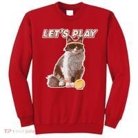 Cool Funny Tennis Cat Wearing Sunglasses Tennis Racket Ball Sweatshirt thumb 0