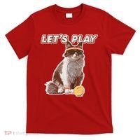 Cool Funny Tennis Cat Wearing Sunglasses Tennis Racket Ball T-Shirt thumb 0