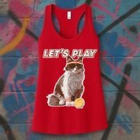 Cool Funny Tennis Cat Wearing Sunglasses Tennis Racket Ball Women's Tank Top thumb 3