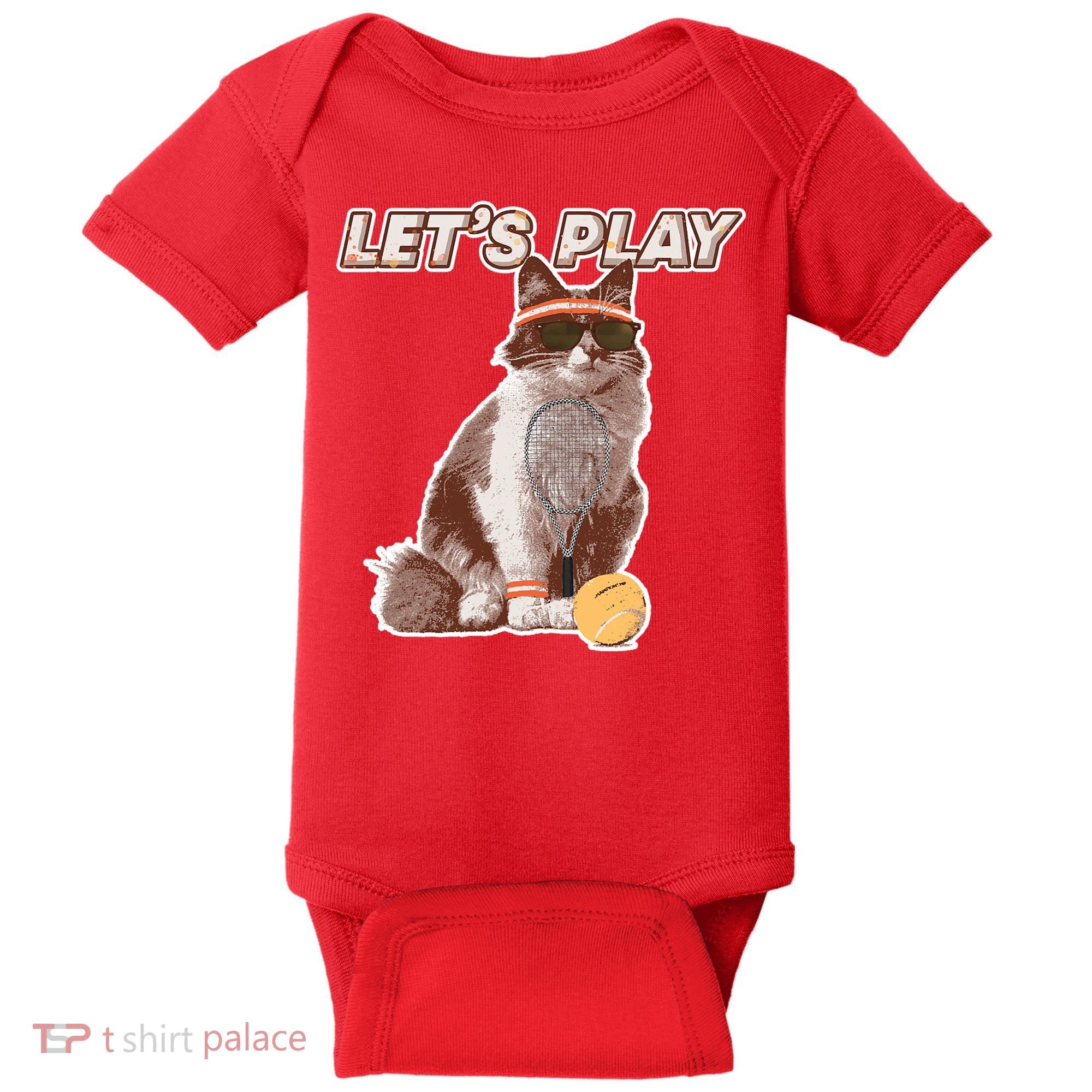 Cool Funny Tennis Cat Wearing Sunglasses Tennis Racket Ball Baby Bodysuit