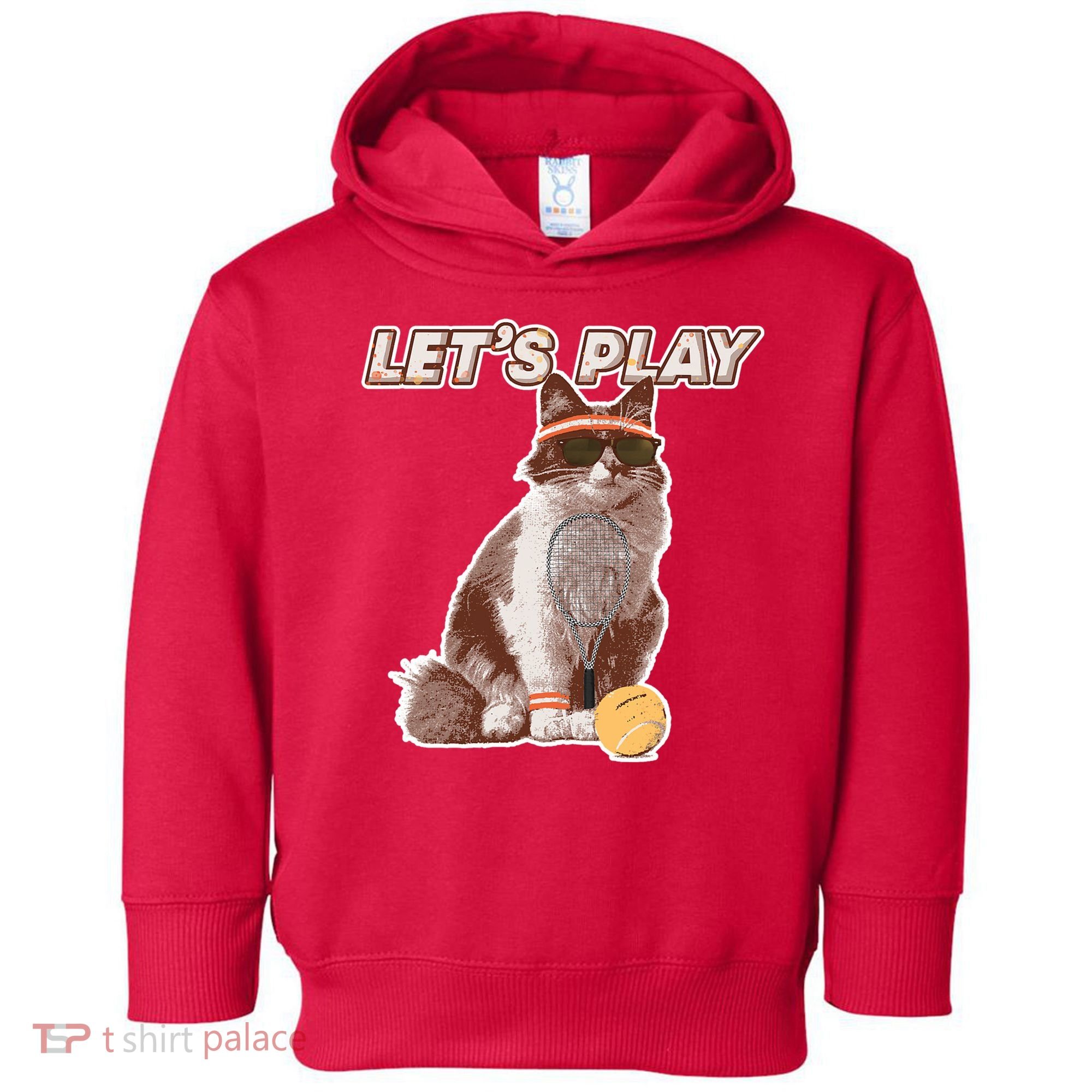 Cool Funny Tennis Cat Wearing Sunglasses Tennis Racket Ball Toddler Hoodie