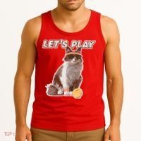 Cool Funny Tennis Cat Wearing Sunglasses Tennis Racket Ball Tank Top thumb 3