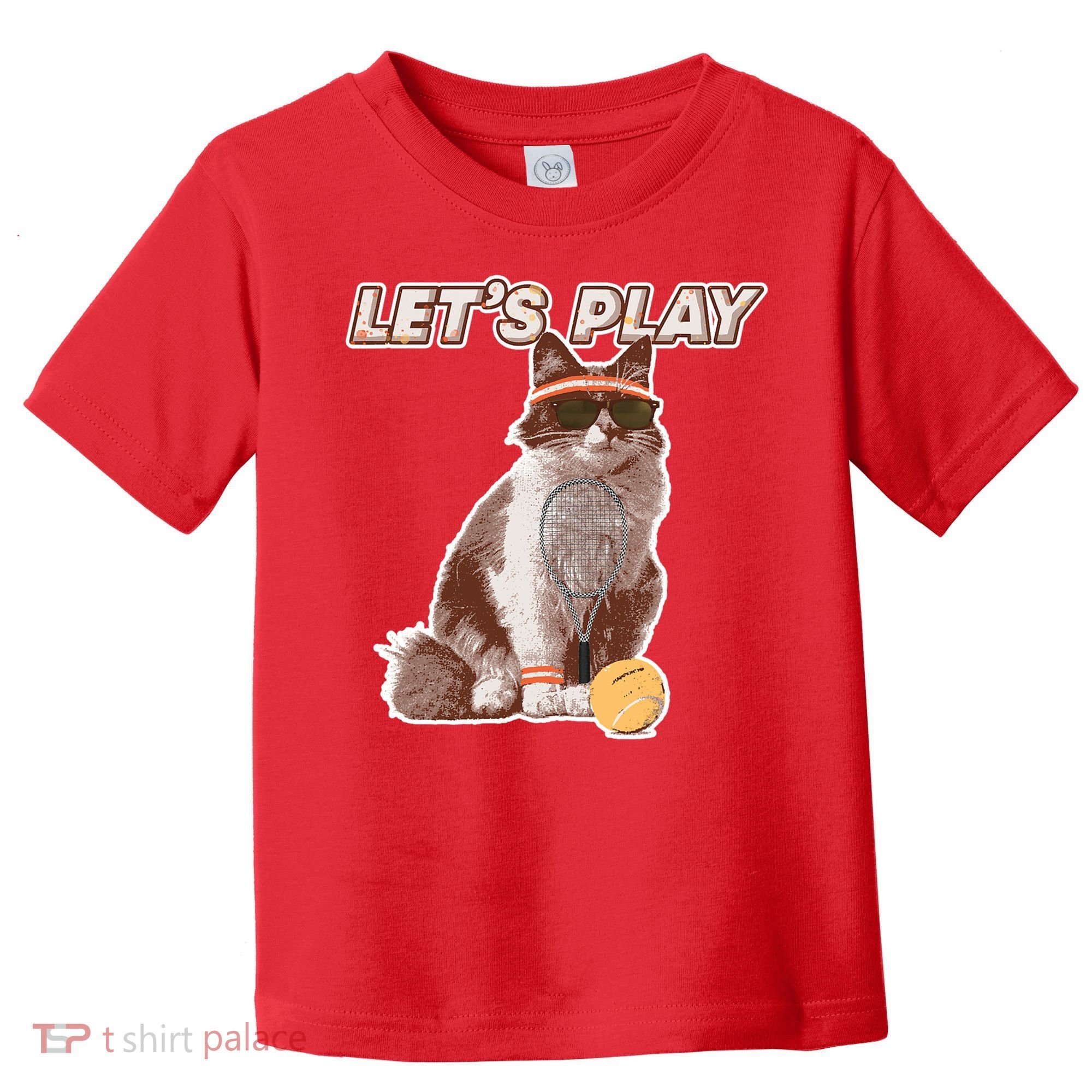 Cool Funny Tennis Cat Wearing Sunglasses Tennis Racket Ball Toddler T-Shirt