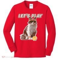Cool Funny Tennis Cat Wearing Sunglasses Tennis Racket Ball Kids Long Sleeve Shirt thumb 0