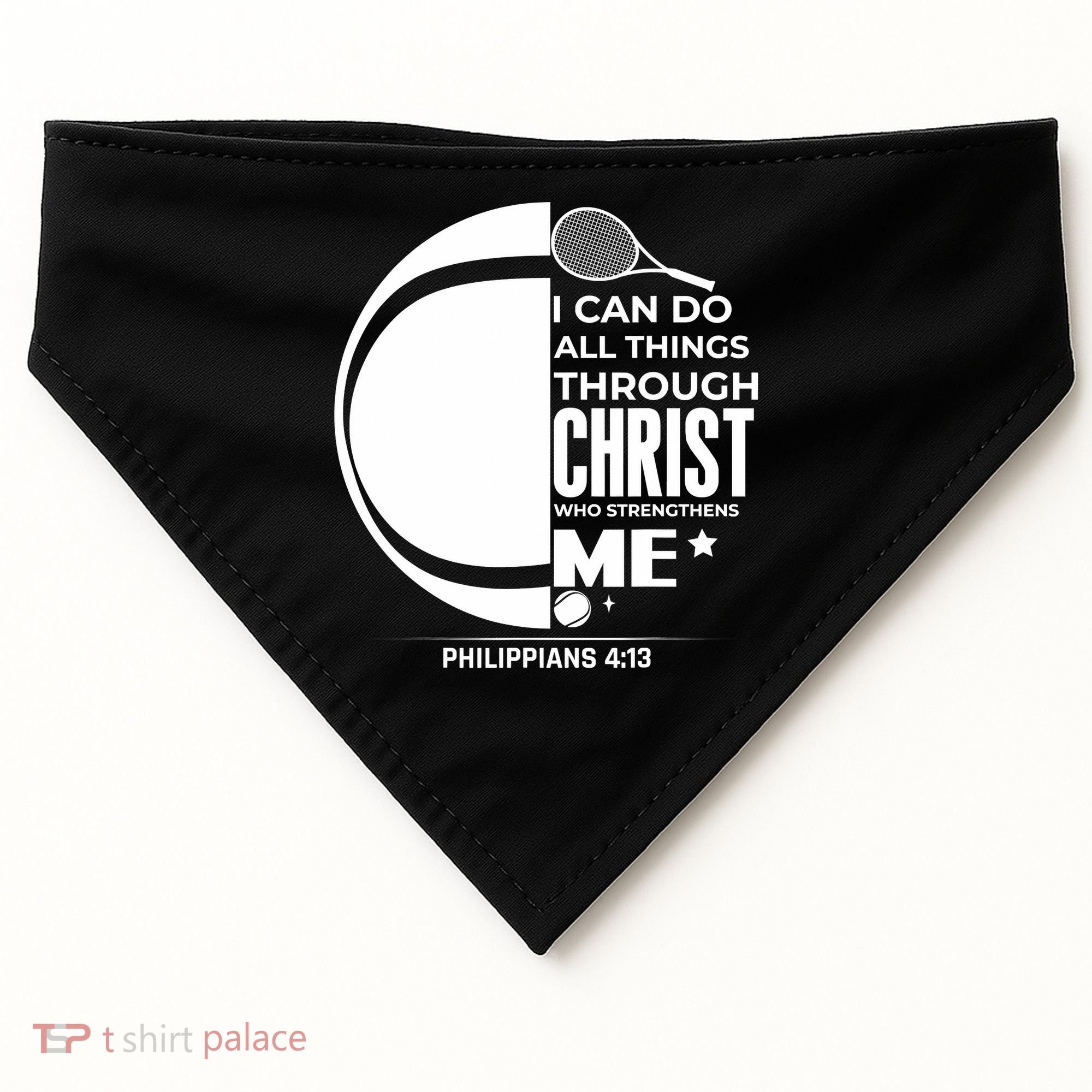 Christian Funny Tennis Player Gift USA-Made Doggie Bandana