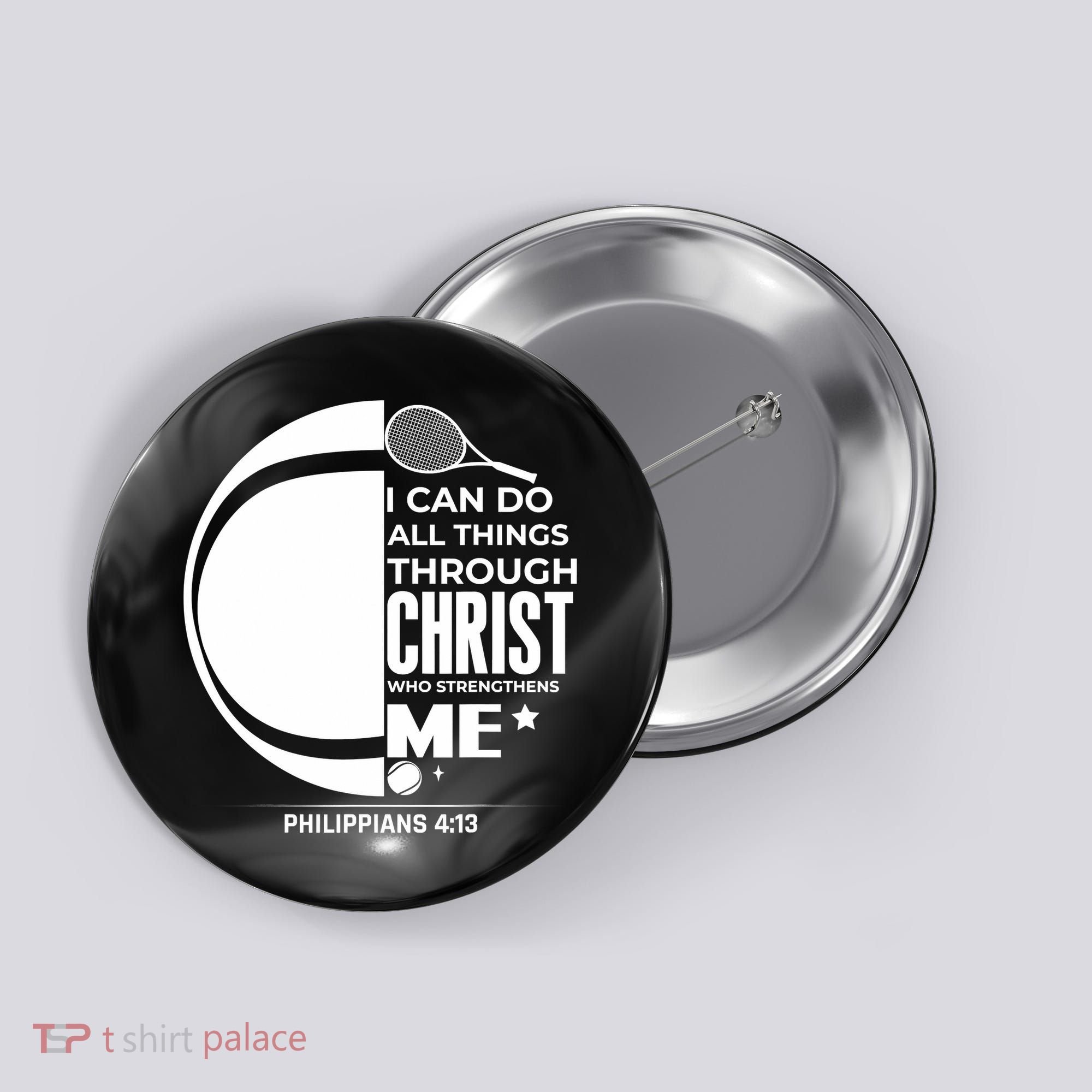 Christian Funny Tennis Player Gift Button