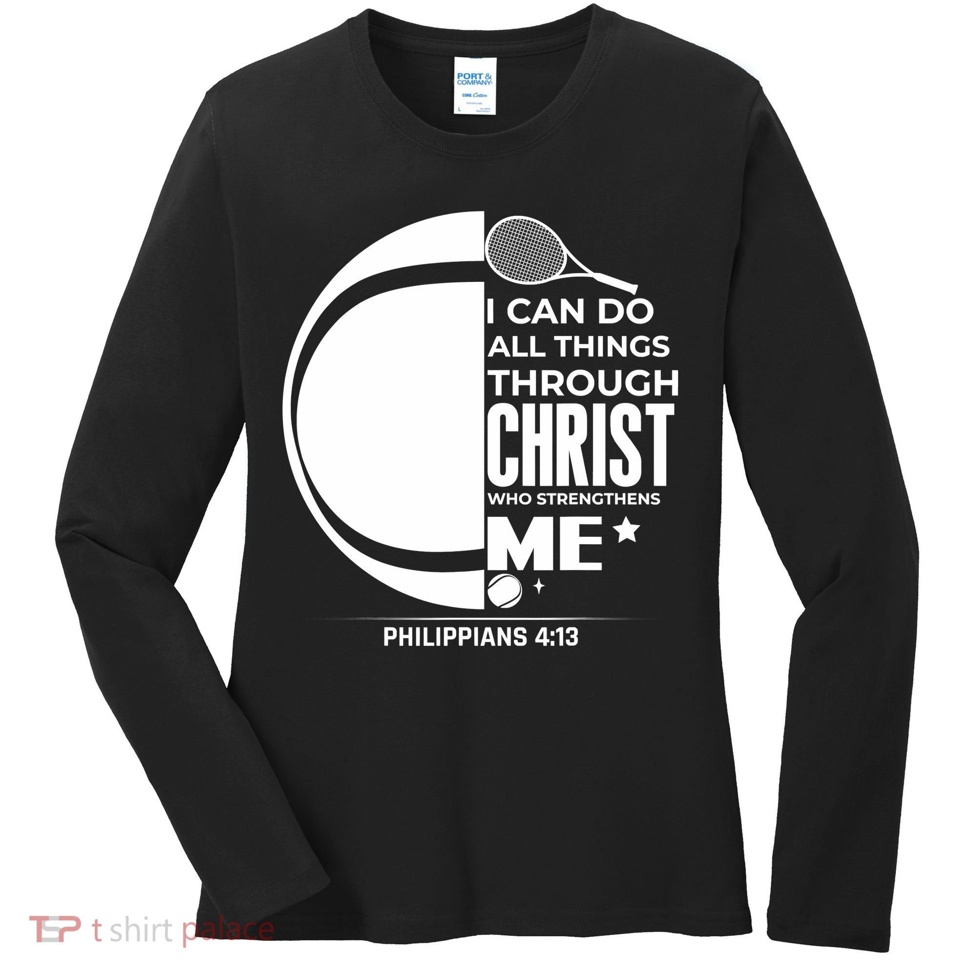 Christian Funny Tennis Player Gift Women's Long Sleeve Shirt