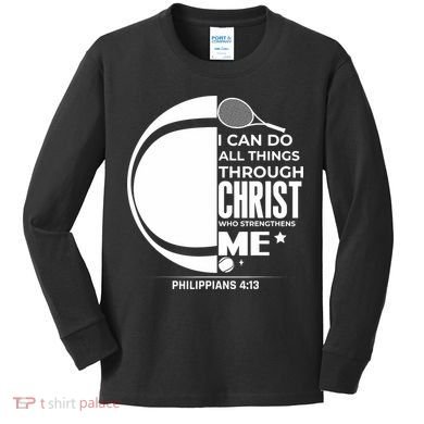 Christian Funny Tennis Player Gift Kids Long Sleeve Shirt