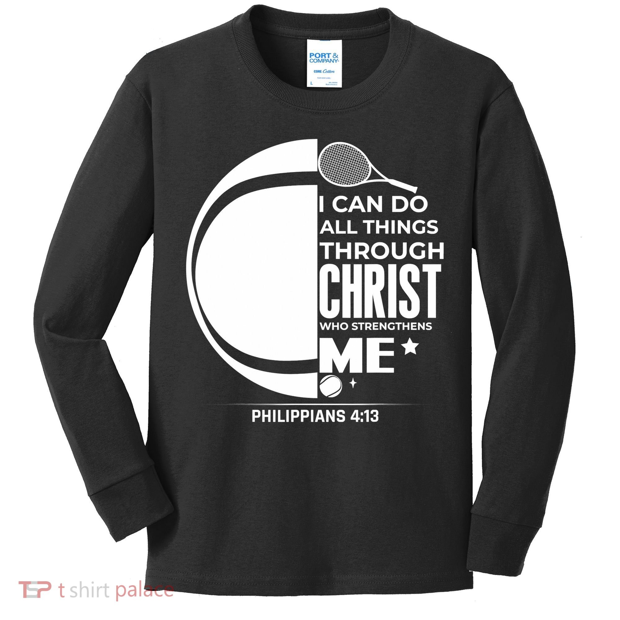 Christian Funny Tennis Player Gift Kids Long Sleeve Shirt
