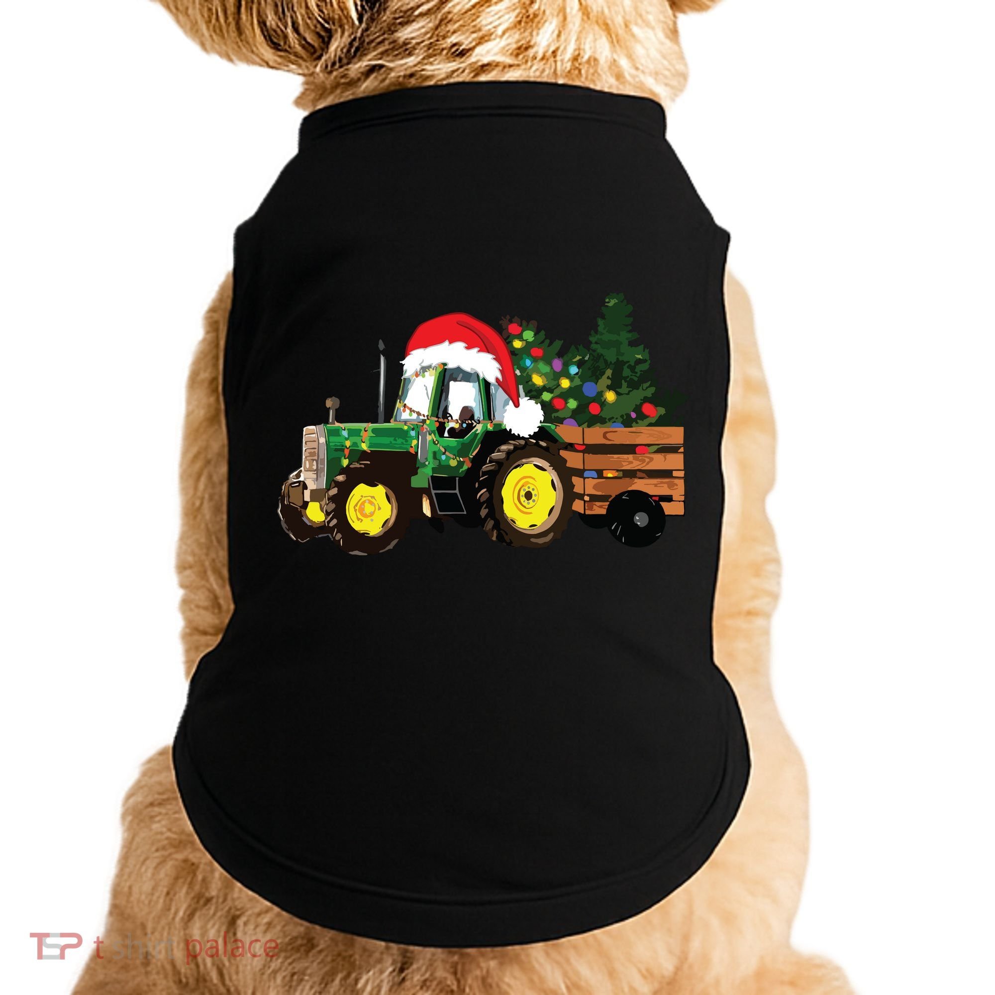 Christmas Farm Tractor Christmas Tree Lights Santa Farmer Doggie Tank