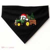 Christmas Farm Tractor Christmas Tree Lights Santa Farmer USA-Made Doggie Bandana thumb 0