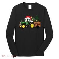 Christmas Farm Tractor Christmas Tree Lights Santa Farmer Long Sleeve Shirt thumb 0