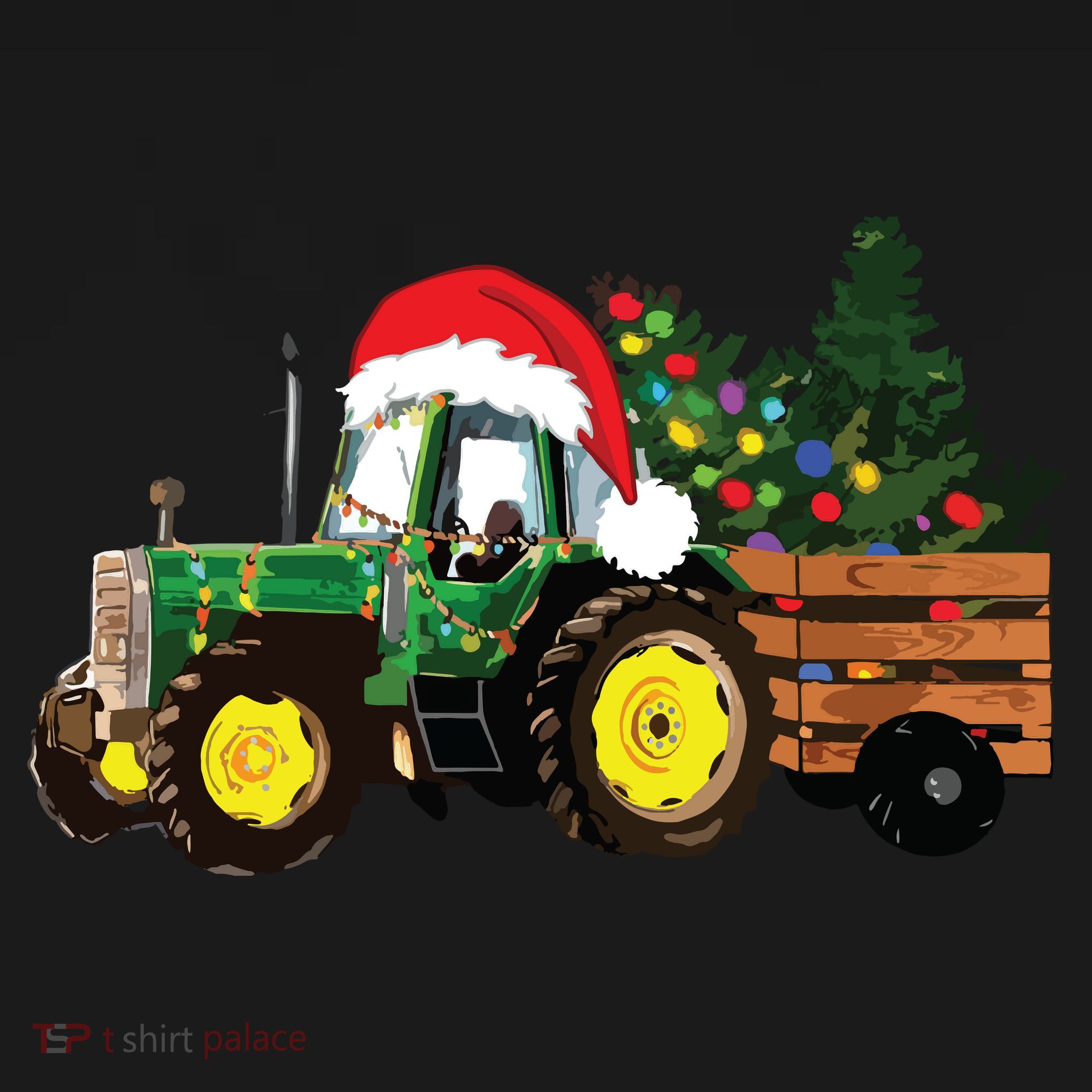 Christmas Farm Tractor Christmas Tree Lights Santa Farmer Long Sleeve Shirt