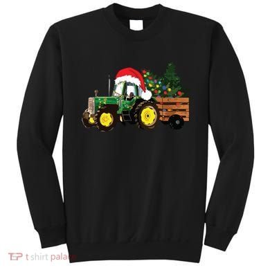 Christmas Farm Tractor Christmas Tree Lights Santa Farmer Sweatshirt