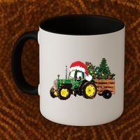 Christmas Farm Tractor Christmas Tree Lights Santa Farmer Coffee Mug thumb 2