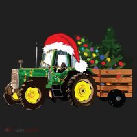 Christmas Farm Tractor Christmas Tree Lights Santa Farmer Beanie thumb 2