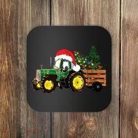 Christmas Farm Tractor Christmas Tree Lights Santa Farmer Coaster thumb 0