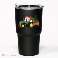 Christmas Farm Tractor Christmas Tree Lights Santa Farmer Tumbler thumb 0