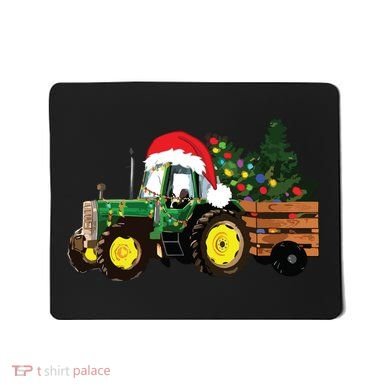 Christmas Farm Tractor Christmas Tree Lights Santa Farmer Mousepad