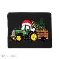 Christmas Farm Tractor Christmas Tree Lights Santa Farmer Mousepad thumb 0